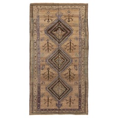 Persian Varamin Small Rug - Wool Brown Ivory Purpel 74010