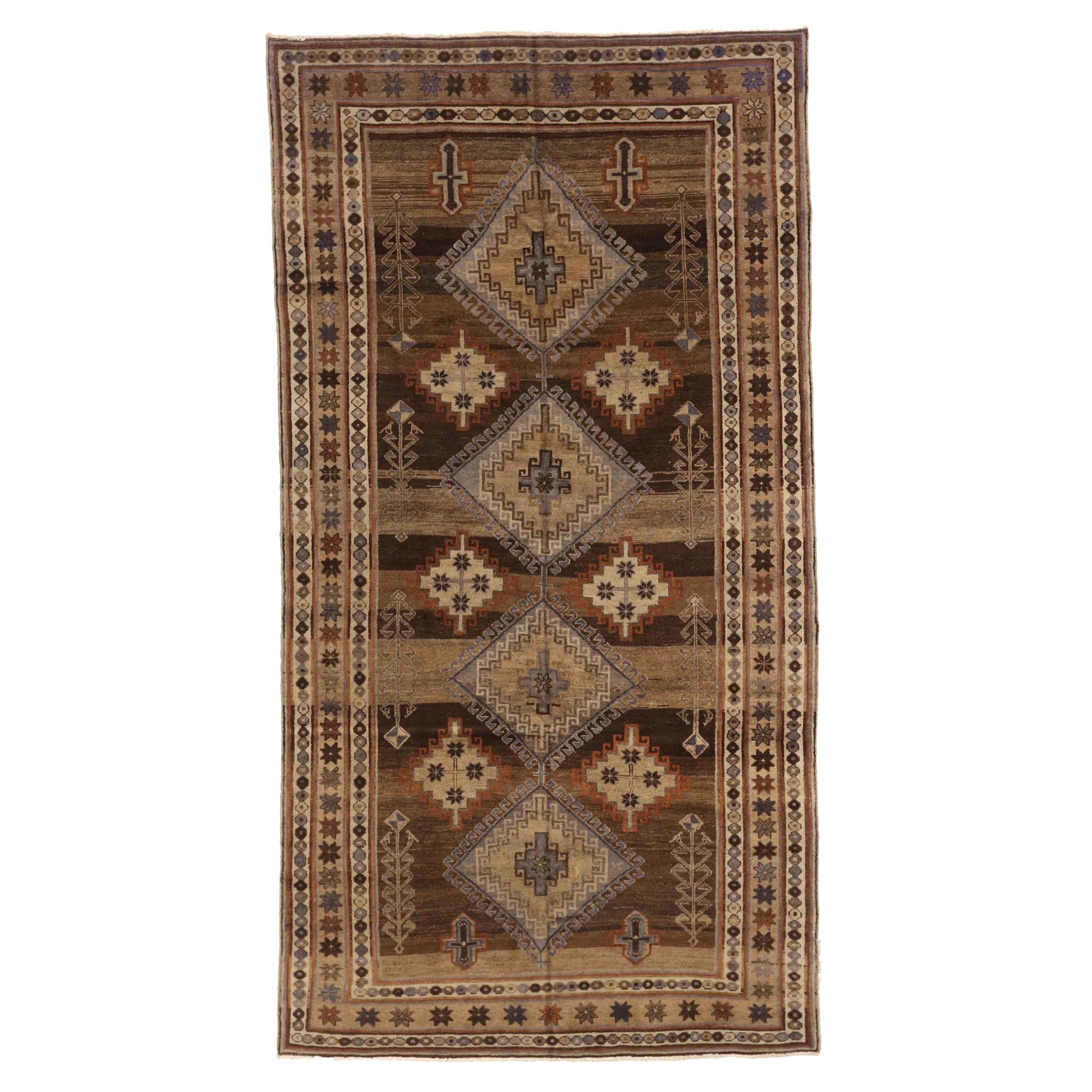 Persischer Varamin Kleiner Teppich - Wolle Braun Elfenbein Orange Taupe 74031