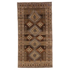 Persian Varamin Small Rug - Wool Brown Ivory Orange Taupe 74031