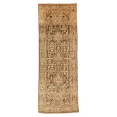 Persian Malayer Runner Rug - Wool Brown Ivory Pink 74038