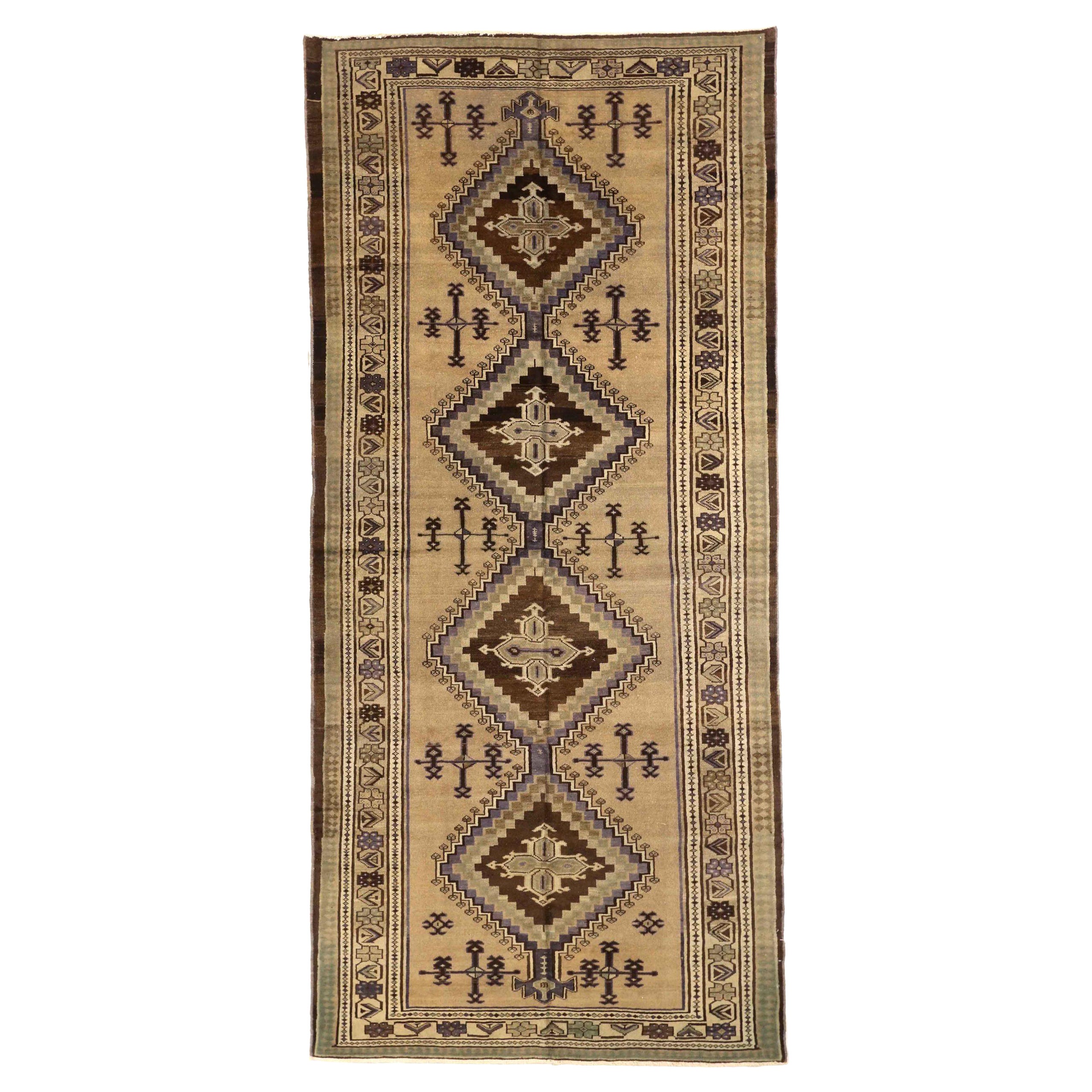 Tapis persan Varamin Circa 1910 - Laine Brown Ivoire Purpel 74047
