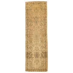 Vintage Persian Malayer Runner Rug - Wool Brown Green Ivory 74060