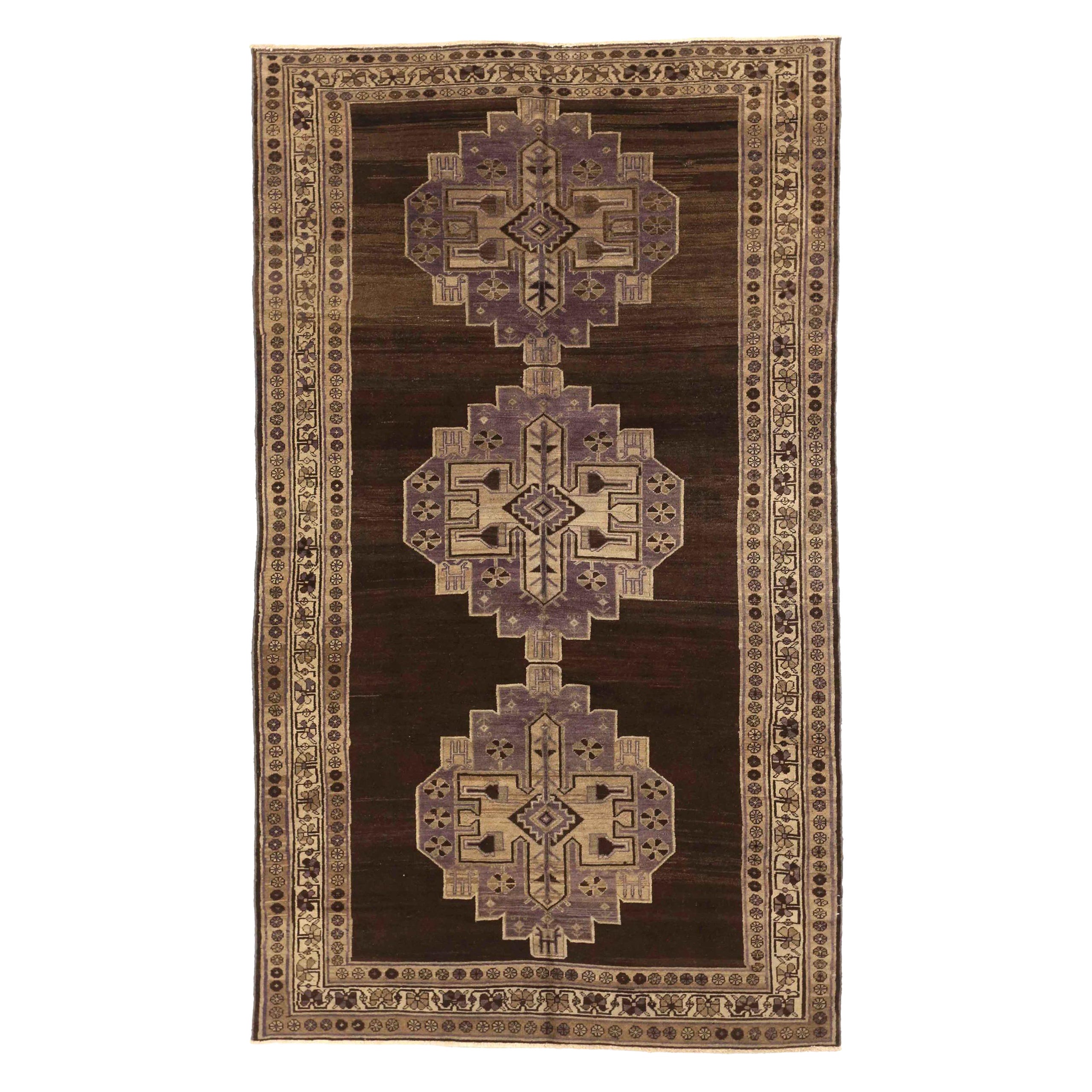 Persischer Varamin Kleiner Teppich - Wolle Braun Elfenbein Purpel 74050