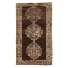 Persian Varamin Small Rug - Wool Brown Ivory Purpel 74050