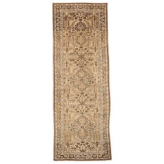 Persische Dargezin Läufer Teppich CIRCA 1910 - Wolle Brown Elfenbein Taupe 74063