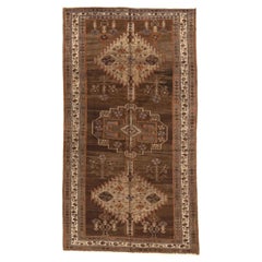 Petit tapis persan Varamin Circa 1910 - Laine Brown Ivoire Orange 74053