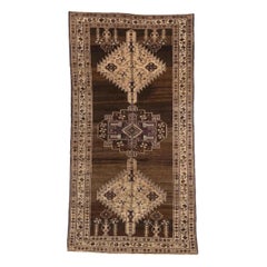 Alfombra Persa Varamin Pequeña Circa 1910 - Lana Marrón Marfil Purpel 74064