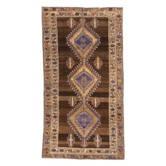 Tapis persan Varamin Circa 1910 - Laine Brown Ivoire Purpel 74090
