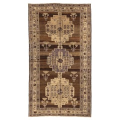 Alfombra Persa Varamin Pequeña Circa 1910 - Lana Marrón Marfil Purpel 74071