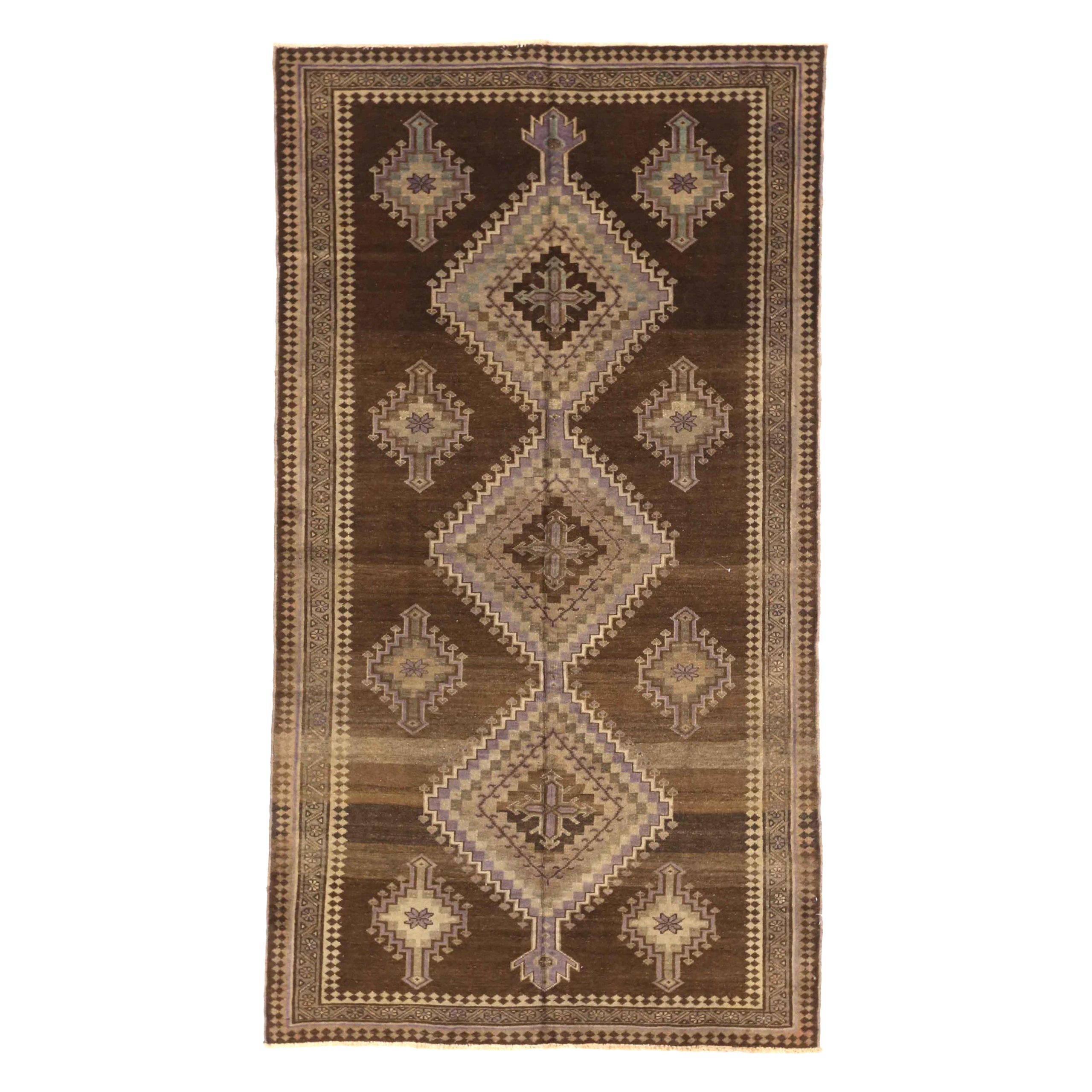 Tappeto persiano Varamin Piccolo Circa 1910 - Lana Marrone Avorio Purpel 74074