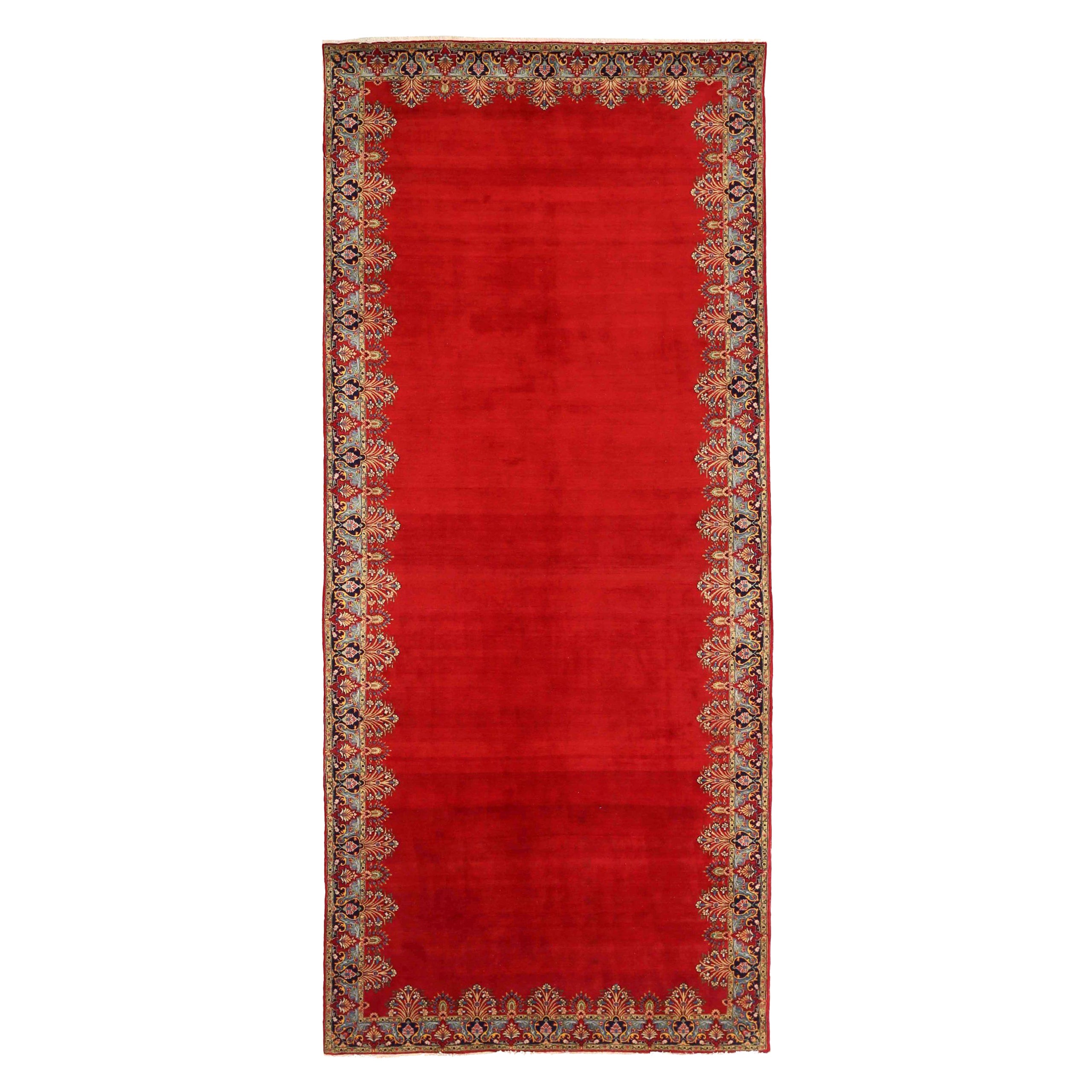 Persische Täbris-Teppiche um 1910 - Wolle Blau Elfenbein Rot 74093