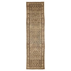Persischer Hamadan Läufer Teppich CIRCA 1910 - Wolle Braun Elfenbein Taupe 74077