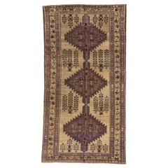 Petit tapis persan Varamin Circa 1910 - Laine Brown Ivoire Rose Purpel 74117