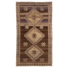 Alfombra Persa Varamin Pequeña Circa 1910 - Lana Marrón Marfil Purpel 74119