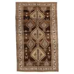 Persian Varamin Small Rug Circa 1910 - Wool Brown Ivory Taupe 74120