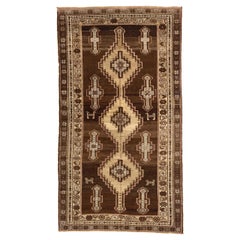 Petit tapis persan Varamin Circa 1910 - Laine Brown Ivory 74122