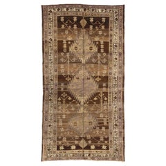 Alfombra Persa Varamin Pequeña Circa 1910 - Lana Marrón Marfil Purpel 74123