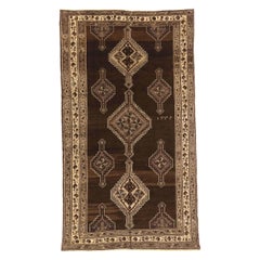 Petit tapis persan Varamin Circa 1910 - Laine Brown Ivoire Taupe 74128
