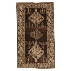 Petit tapis persan Varamin Circa 1910 - Laine Brown Ivoire Taupe 74129