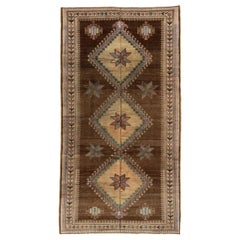 Petit tapis persan Varamin Circa 1910 - Laine Brown Green Yellow 74130