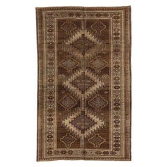 Petit tapis persan Varamin Circa 1910 - Laine Brown Ivoire Taupe 74131