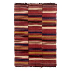 Persischer Kilim Kleiner Teppich CIRCA 1910 - Wolle Blau Elfenbein Rot Gelb 74151
