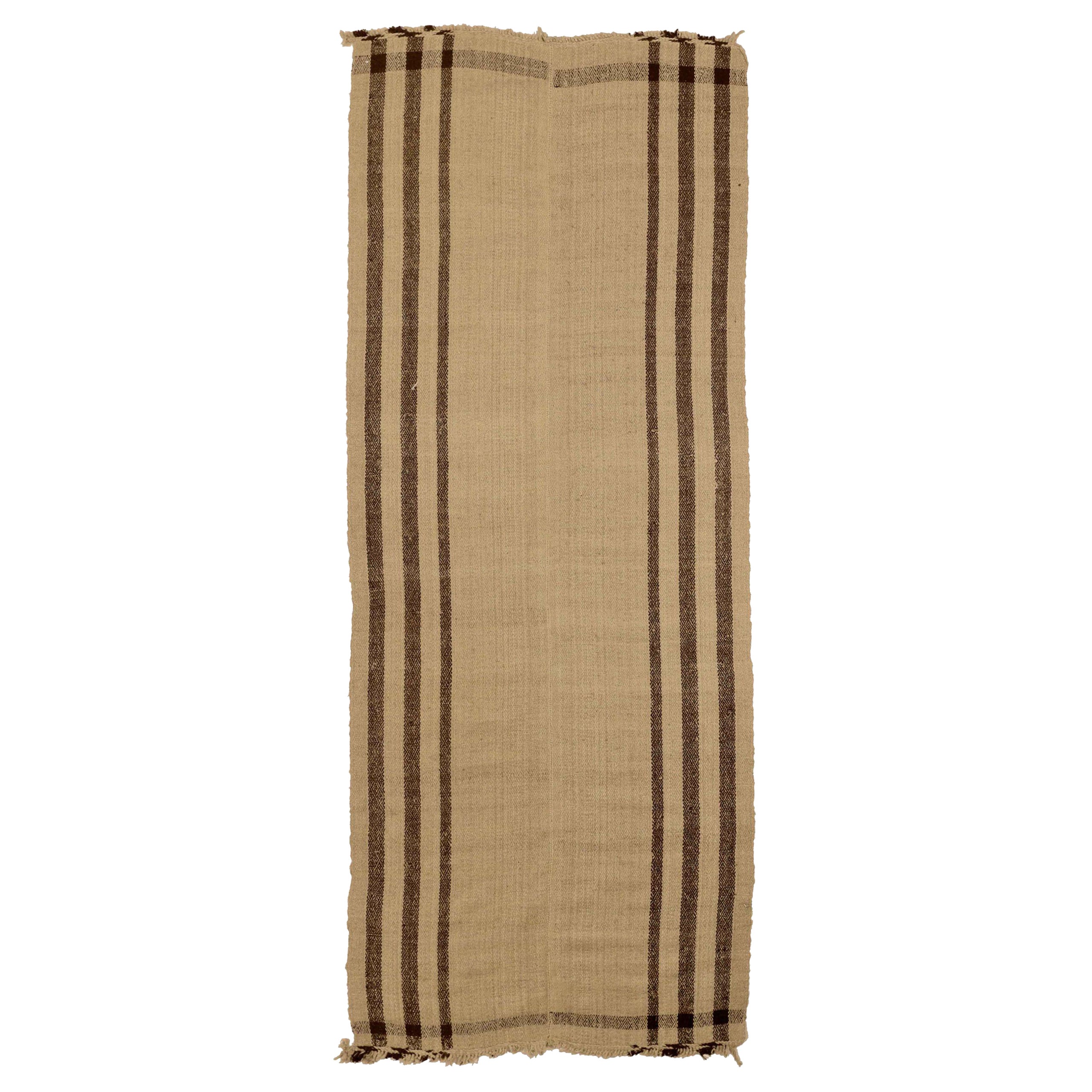 Persian Kilim Small Rug Circa 1910 - Wool Brown Ivory 74152