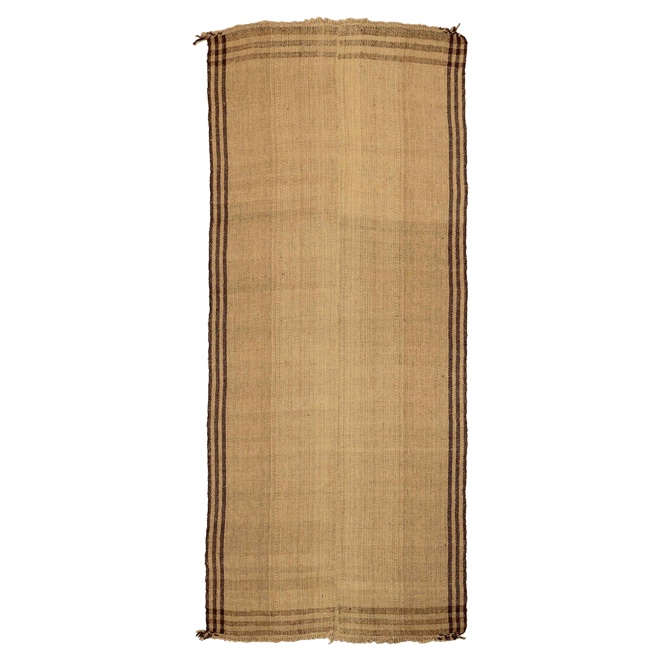 Persian Kilim Small Rug Circa 1910 - Wool Brown Ivory Taupe 74153