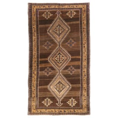 Tapis persan Varamin Circa 1910 - Laine Brown Ivoire Jaune 74138