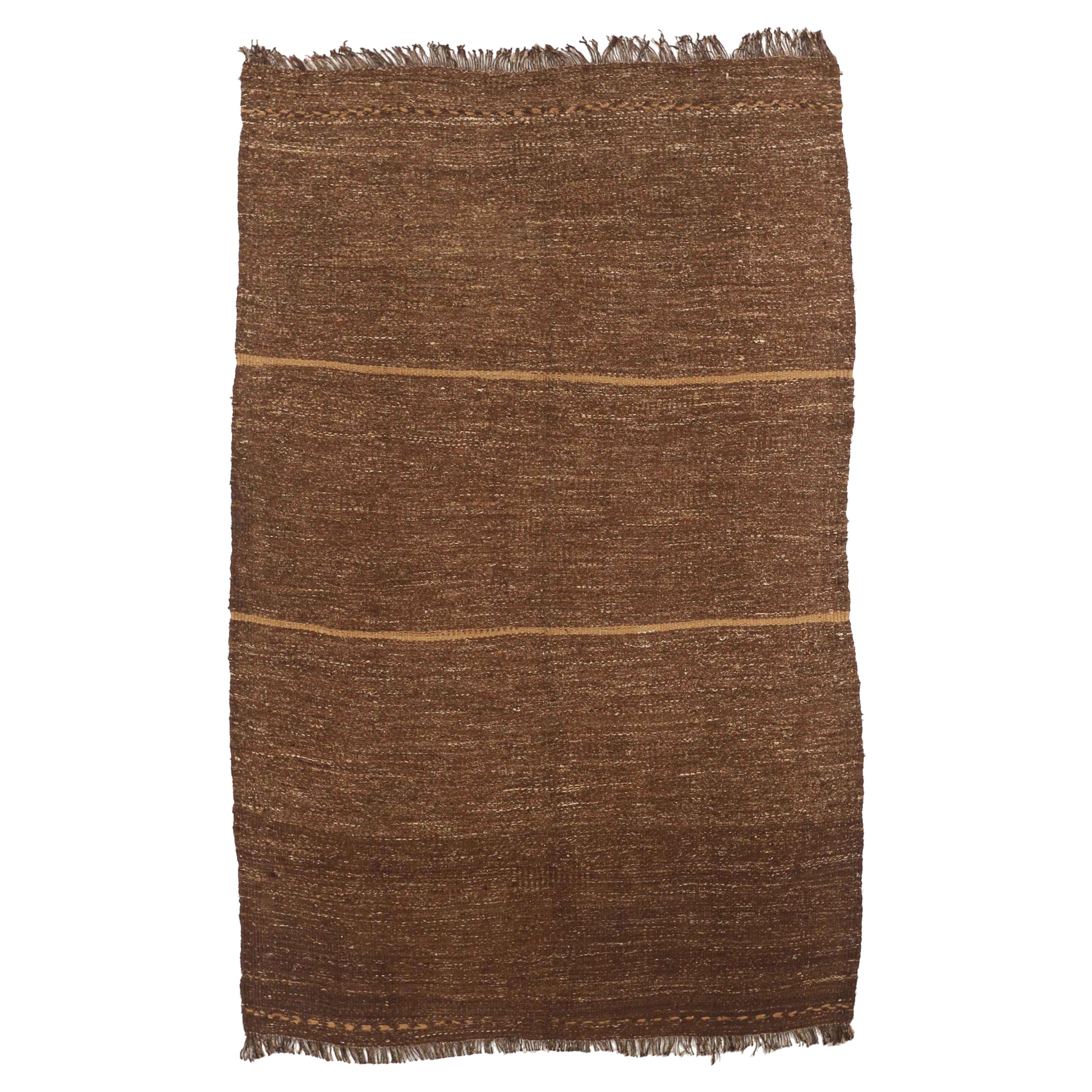 Persian Kilim Small Rug Circa 1910 - Wool Brown Yellow 74170