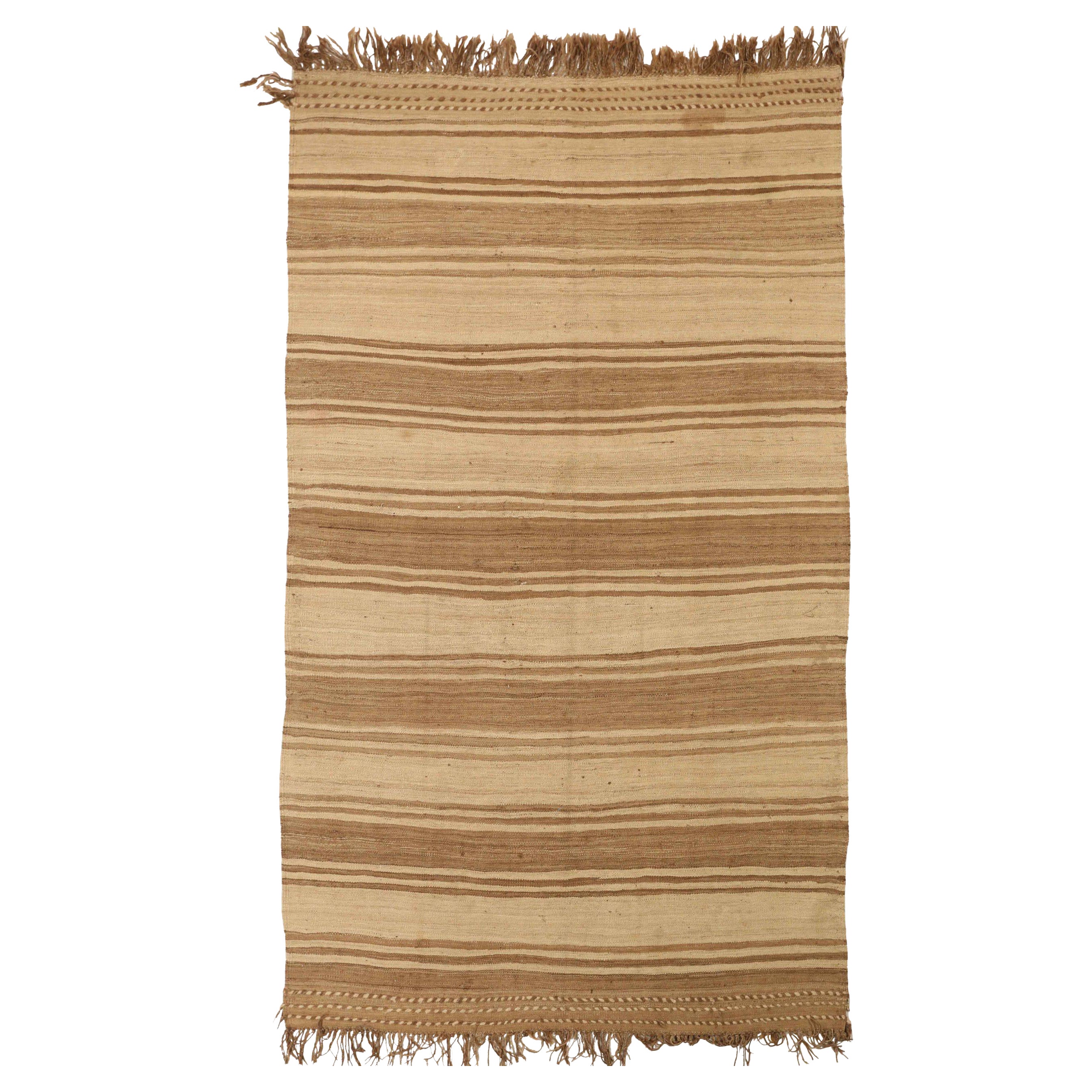 Persian Kilim Small Rug Circa 1910 - Wool Brown Ivory 74162