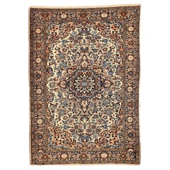 Persischer Hamadan Kleiner Teppich - Wolle Blau Braun Elfenbein Rosa 75016