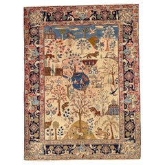 Persischer Khoi Kleiner Teppich Circa 1910 - Wolle Blau Elfenbein Rot 75004