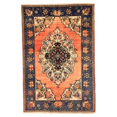 Petit tapis persan Bakhtiari vers 1910 - Laine bleu ivoire rose 75006
