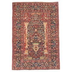 Tappeto Persiano Tabriz Piccolo - Lana Avorio Blu Navy Rosso 75025