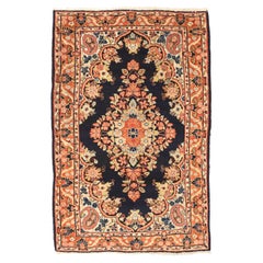 Persian Mahal Small Rug - Wool Ivory Navy Blue Pink 75009