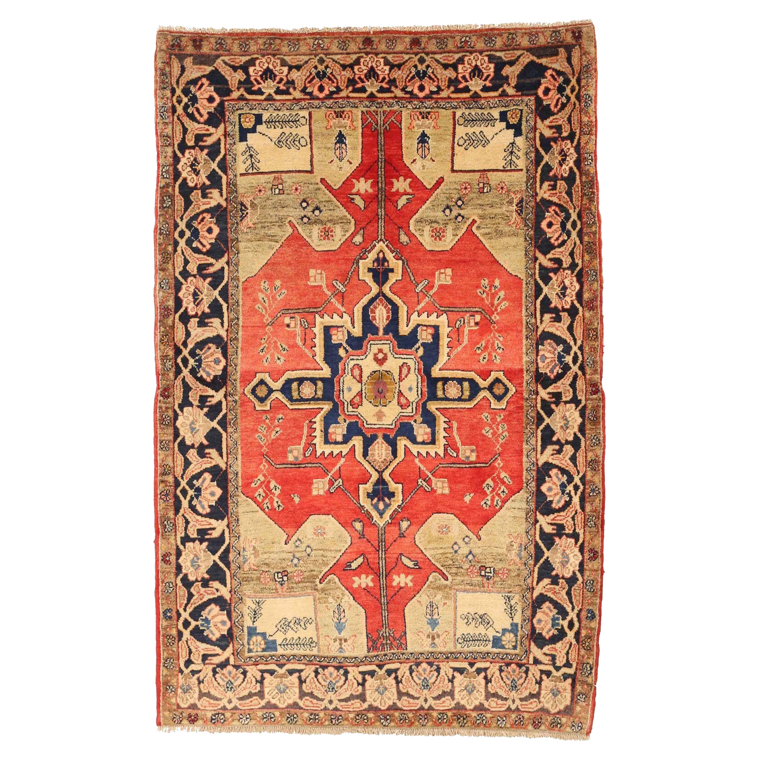 Persisch Kurdisch Kleiner Teppich - Wolle Braun Elfenbein Rot 75027