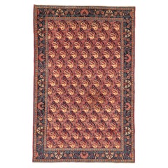 Petit tapis persan Mashad - Laine bleu ivoire rouge 75028