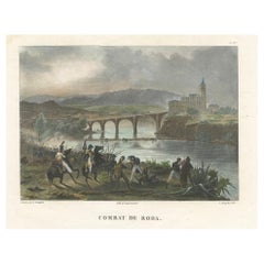 Antique Battle of Roda: French Troops in Action - Napoleonic Wars Lithograph, circa 1830