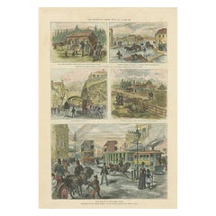 Illustrated London News 1889 Escenas: Canadá y Nueva Gales del Sur coloreadas a mano
