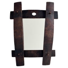 Art populaire, miroir en bois massif, design rustique, France circa 1950s