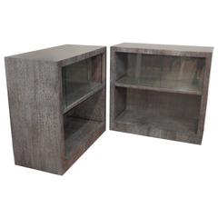Pair of 1940s Bookcases in Black Cerused Oak