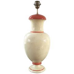 Ceramic Faux Ivory and Ocre Table Lamp by Jean Roger, France, 1970s 4