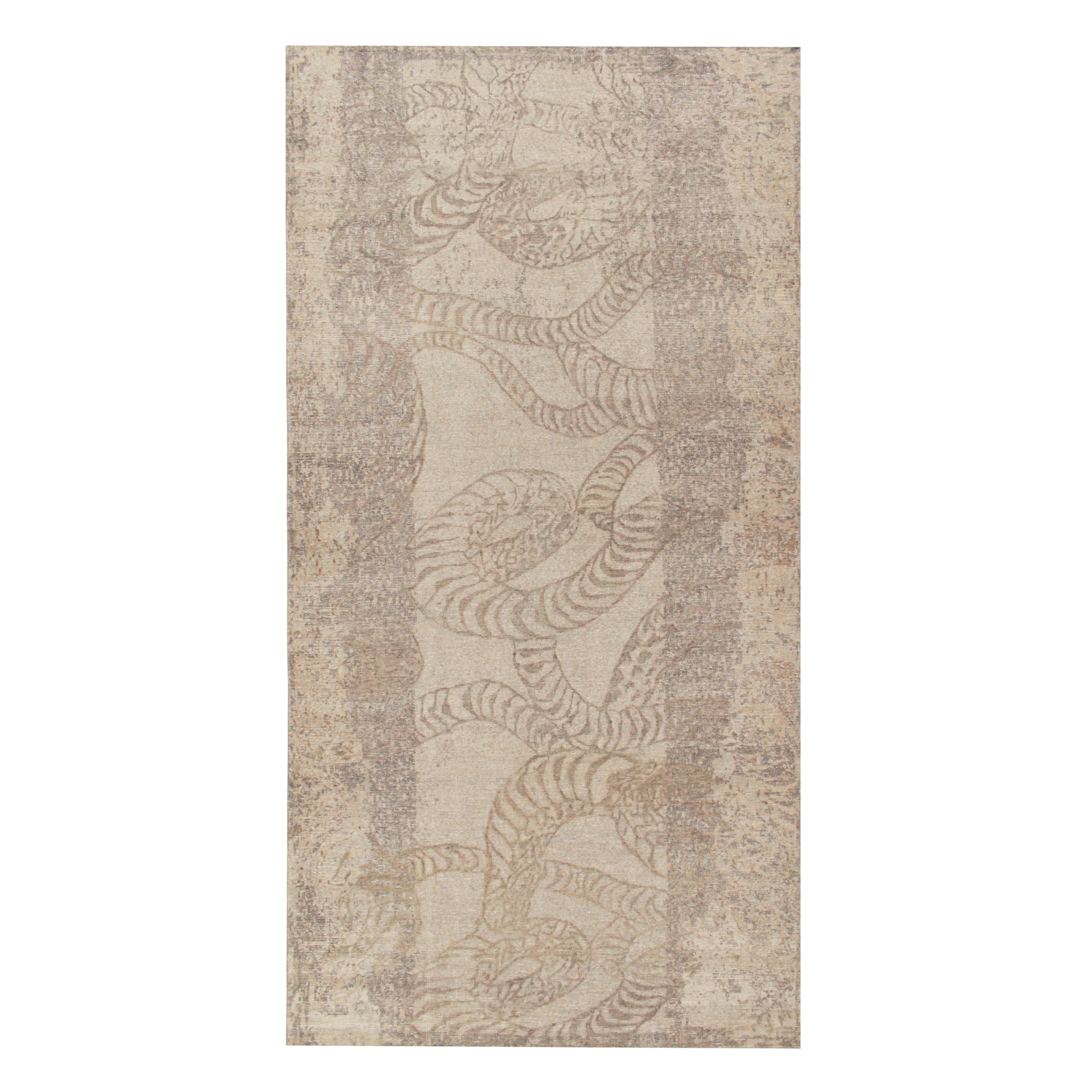 Alfombra abstracta estilo envejecido de Rug & Kilim con estampado beige-marrón y gris