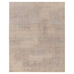 Rug & Kilim's Distressed Style Modern Rug in Beige-Brown, Blue Abstract Pattern