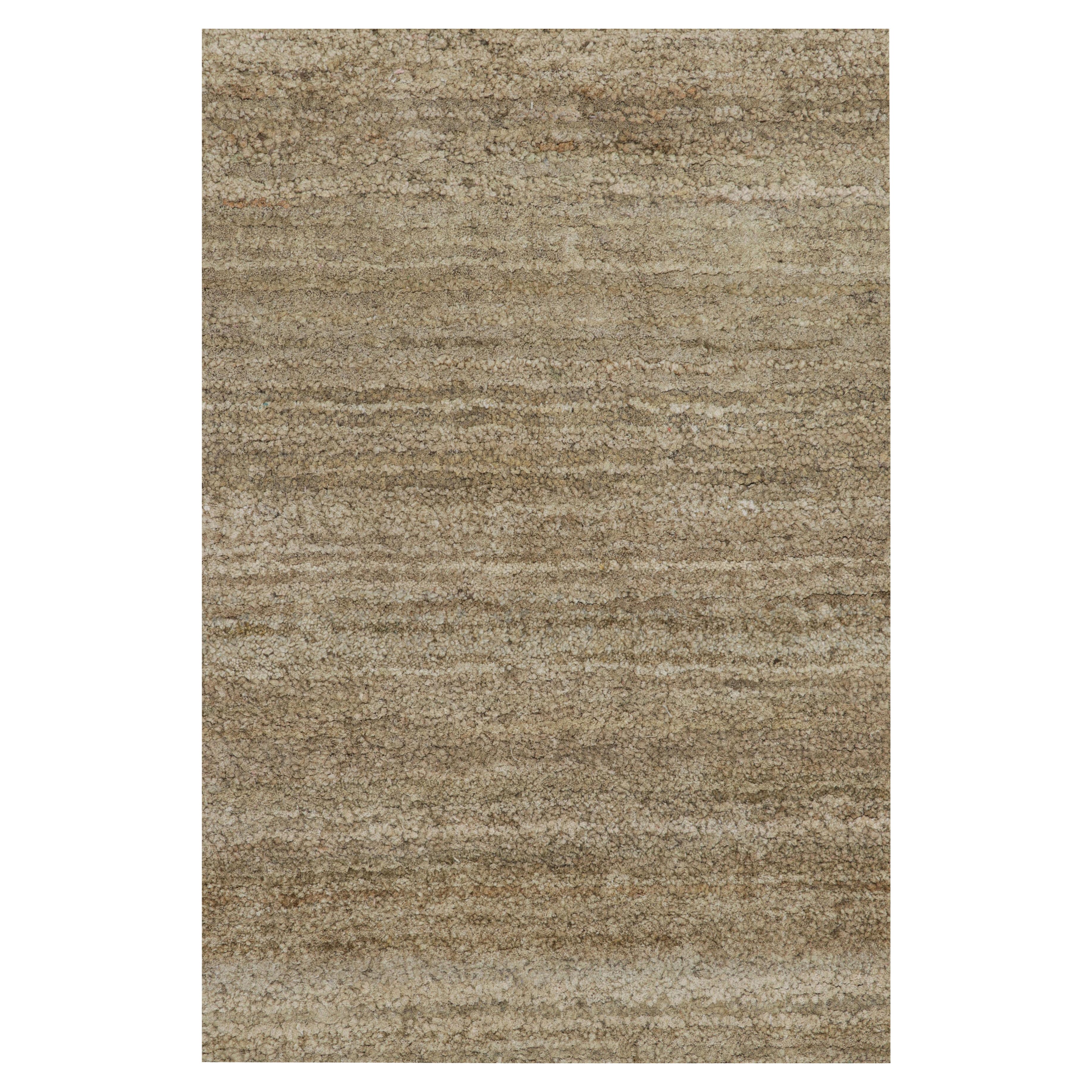 Rug & Kilim's Strukturteppich in soliden beige-braunen Streifen