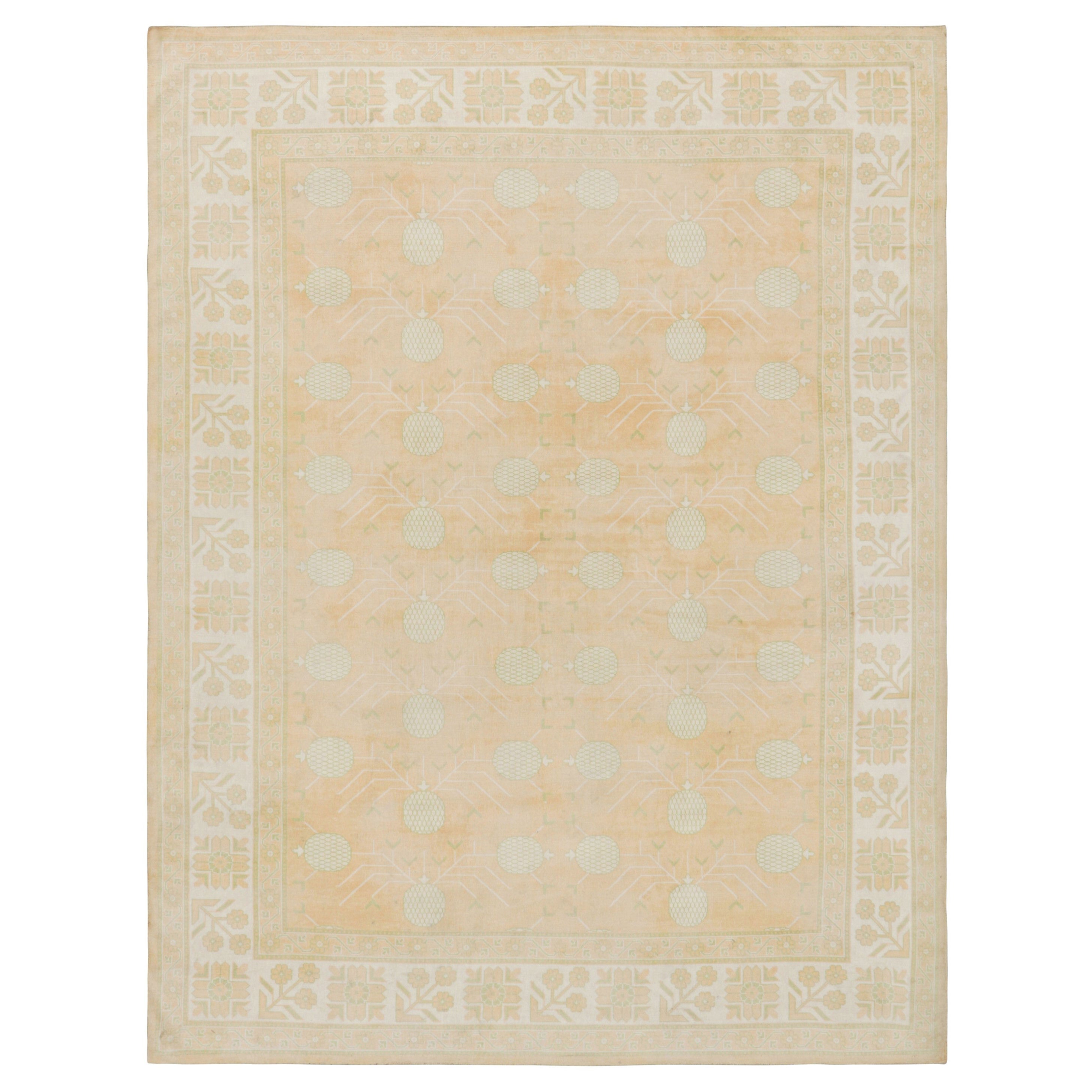 Rug & Kilim’s Khotan Style Rug In Blue and Pink With Pomegranate Floral Patterns