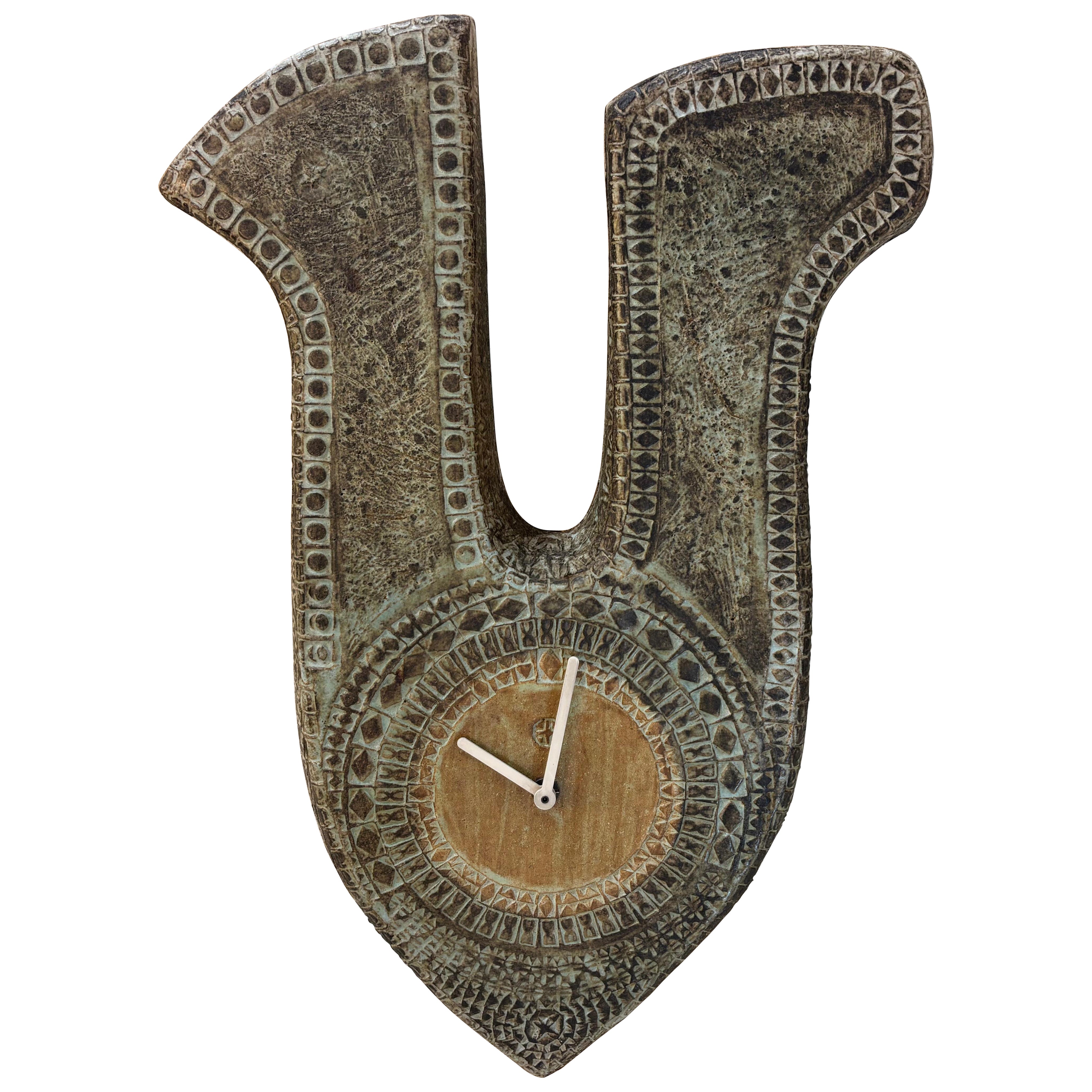Horloge murale en céramique de Rowland, années 1950