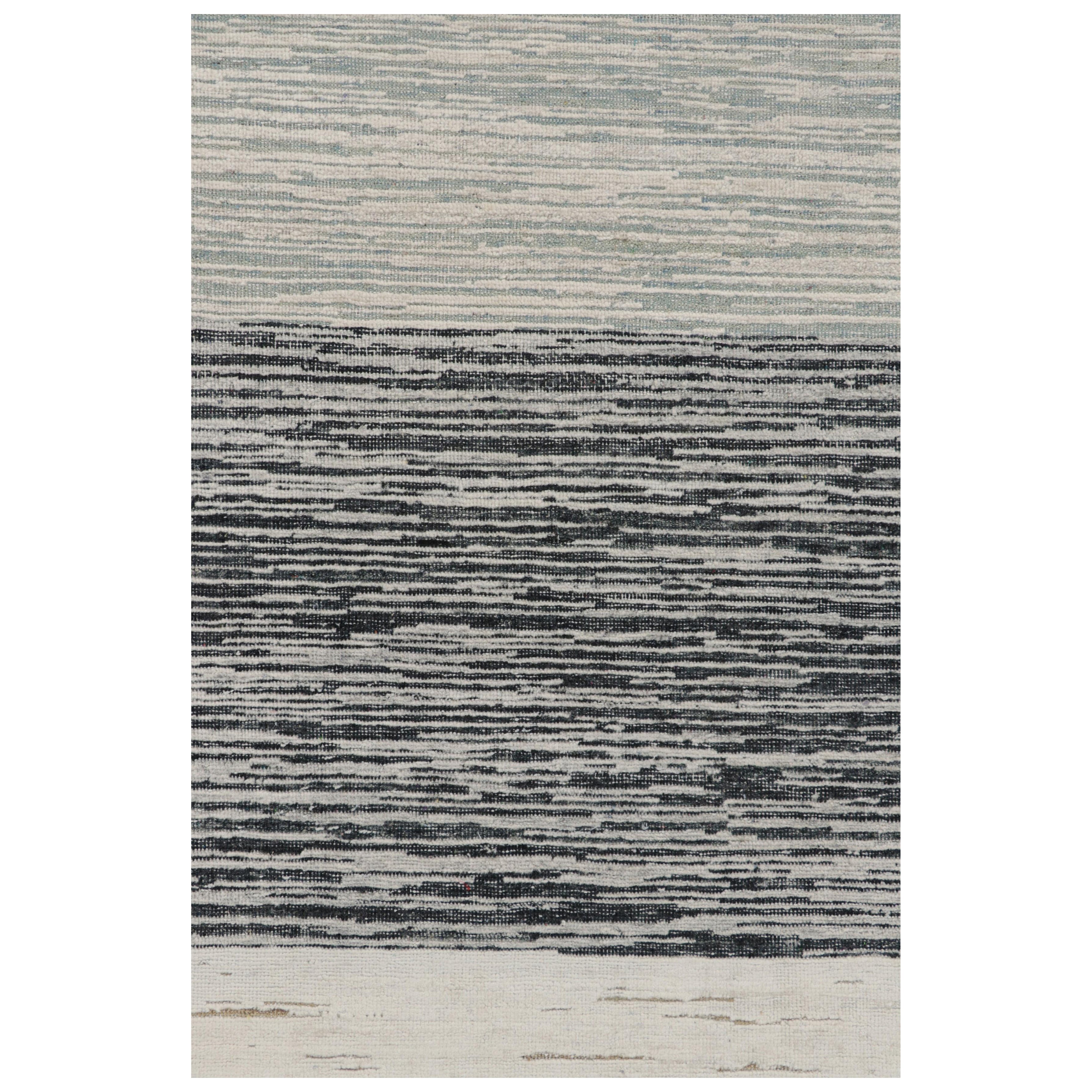 Rug & Kilim’s Textural Rug In Beige and Gray with Stripes and Striae