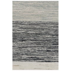 Rug & Kilim’s Textural Rug In Beige and Gray with Stripes and Striae